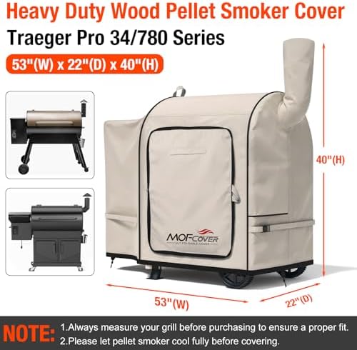 Foldable Grill Cover for Traeger Pro 34/780 Series, Waterproof 600D Heavy Duty Wood Pellet Smoker Cover, Fade＆Tear Resistant Pellet Grill Cover for Texas Elite 34 700/600/550,Khaki - Image 5