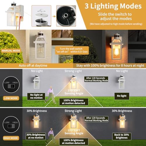 Porch Lights with GFCI Outlet Dusk to Dawn Outdoor Lighting White 2Pack - Image 3