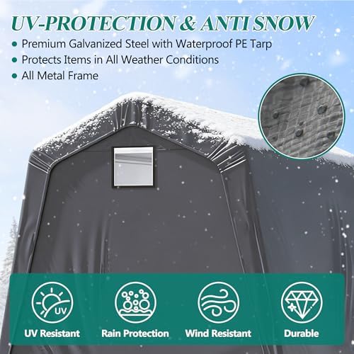 GARTOO 10' x 10' Outdoor Storage Shelter, Gray - Image 4