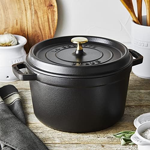 Staub Cast Iron Dutch Oven 5-qt Tall Cocotte, Made in France, Serves 5-6, Matte Black - Image 6