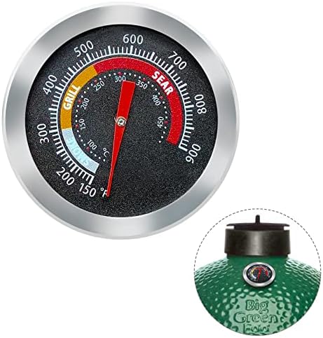 Upgrade Replacement Thermometer for M/MiniMax Big Green Egg,2" Grill Temperature Gauge for Big Green Egg Accessories 150-900°F with Waterproof and No-Fog Glass Lens by Quantfire