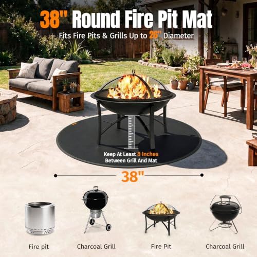 38'' Fire Pit Mat for Solo Stove Bonfire, Fireproof Under Grill Mat - Image 2