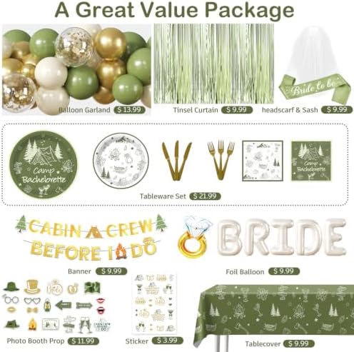Cocomigo Camp Bachelorette Decorations, All-in-One Party Set Serves 25 - Image 3