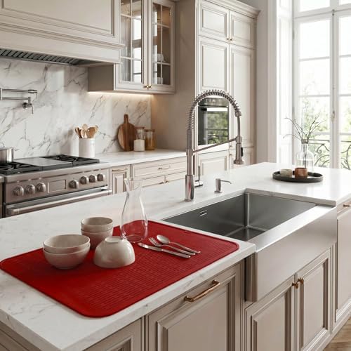 MicoYang Silicone Dish Drying Mat for Multiple Usage,Easy clean,Eco-friendly,Heat-resistant Silicone Mat for Kitchen Counter or Sink,Refrigerator or Drawer Liner Red 3XL 28 inches x 18 inches - Image 5