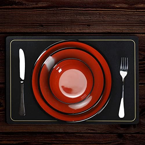 TP 18-Piece Melamine Dinnerware Sets, Service for 6, Black&Red - Image 6