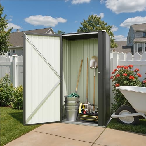 Patiowell 22 Cuft Storage Shed, Metal Vertical Storage Cabinet, Black by Patiowell