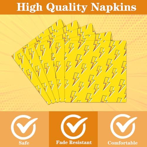 Lightning Bolt Birthday Plates Napkins Tableware Party Decor 96PCS - Image 3
