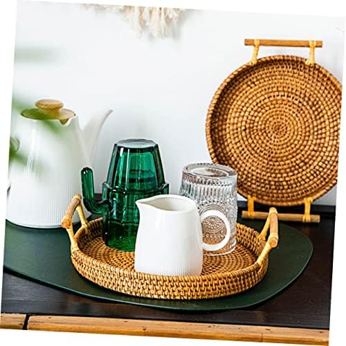 BESPORTBLE 3pcs Medium Rattan Woven Picnic Basket for Outdoor Storage Food Woven Tray for Desserts and Snacks Diameter and Decorative Rattan Storage - Image 7