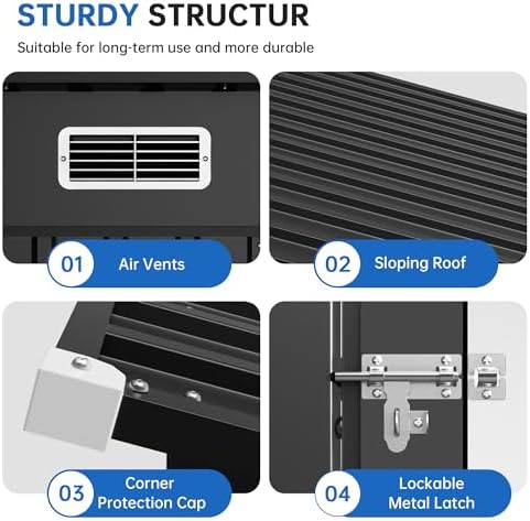 5 x 2.5 FT Lockable Metal Garden Shed, Outdoor Metal Storage Sheds Multi-Used, Vertical Outdoor Steel Storage Sheds, Compact Metal Tool Shed with Sloping Roof - Image 5