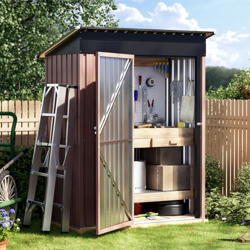 Panovue 5X3X6.1FT Garden Storage Shed (NO Wood Panels&Frame Floor) - Image 7