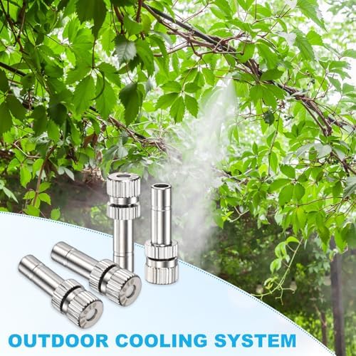 M METERXITY 20-Pack Brass Misting Nozzles, 0.006"/0.15mm Orifice Mister Replacement Heads for Outdoor Cooling System/Landscaping/Humidification/Greenhouse, 6mm Low-Pressure Fog Sprayer Nozzle - Image 6