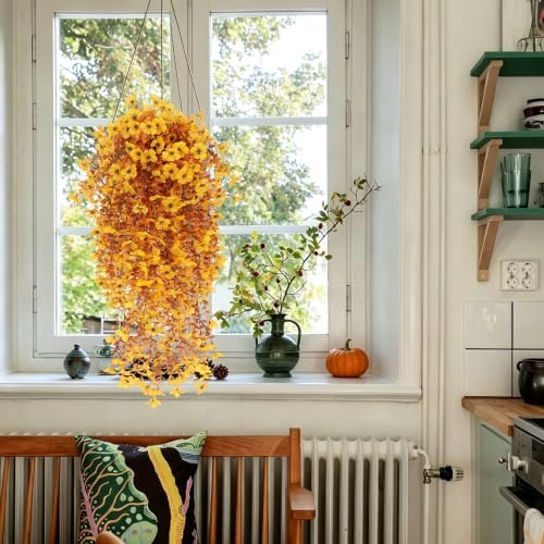 RECUTMS Fake Hanging Flowers 3Pcs Fall Flowers Artificial Outdoor - Image 6
