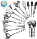 Stainless Steel Cooking Utensils Set, Berglander 13 Pieces Kitchen Utensils Set, Kitchen Tools Set With Utensil Holder Non-Stick And Heat Resistant,Dishwasher Safe, Easy to Clean (13 Packs) by Berglander