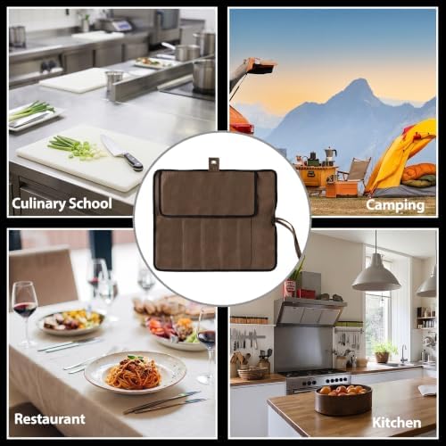 VRUIFA Chef’s Knife Roll Bag, Portable Canvas Cases, Chef Bag With 5 Slots Pockets Can Hold Kitchen Knife Tools Up To 15 Inch - Image 4