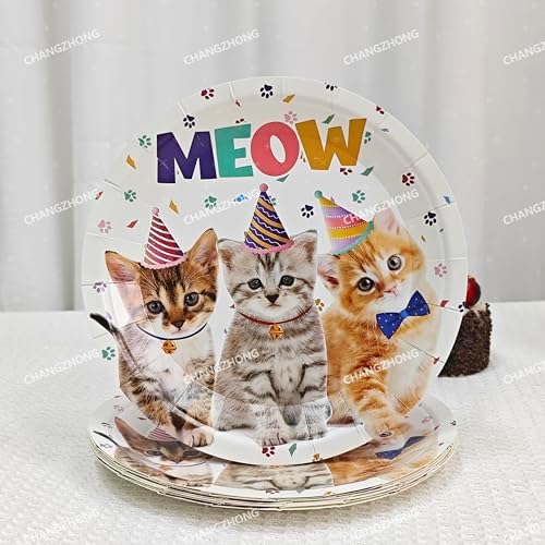 Birthday Party Plates 50 Pcs Cat Birthday Plates And Napkins Combination - Image 3