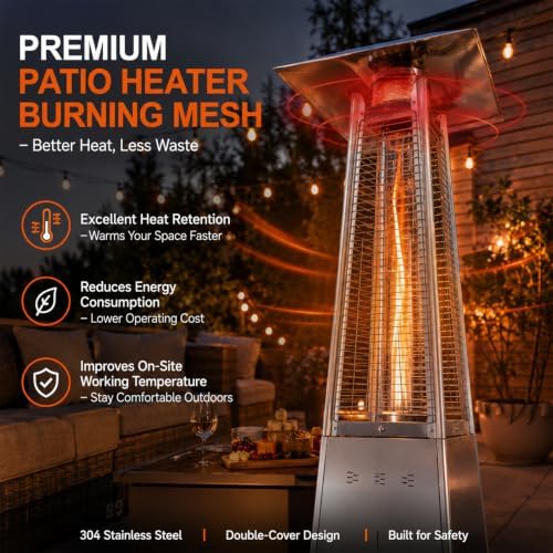 Patio Heater Emitter Screen and Base for 4-Sided Pyramid Glass Tube Heater - Image 4