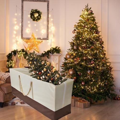 68" Extra Large Waterproof Outdoor Cushion Storage Bag – Heavy Duty Patio Furniture Cover with Zipper,Handles for Pool Decor,Christmas Tree Storage & Moving (173x76x51cm) (Beige And Brown) - Image 4