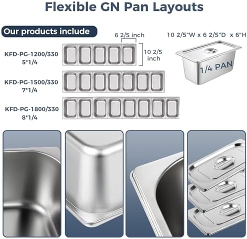 COOLCHEF 47-Inch Refrigerated Condiment Prep Rail, 5 x 1/4 GN Pans - Image 3