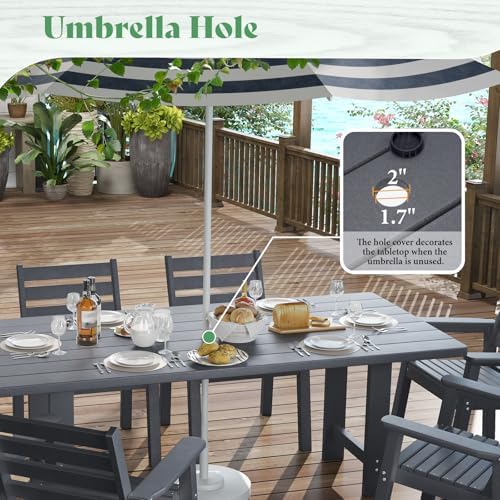 AMERLIFE 7-Piece HDPE Patio Dining Set with 71" Table and Chairs, Grey - Image 3