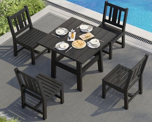 AMERLIFE 5 Piece HDPE Outdoor Dining Set with 36.8" Patio Table and Chairs by AMERLIFE