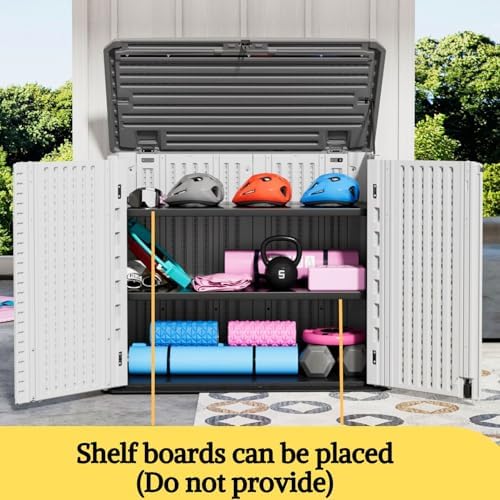 ZZM 4x2.5 FT Outdoor Storage Shed, Resin Waterproof Storage Cabinet for Garden Tools with Lockable Lid,Latch (White) - Image 2