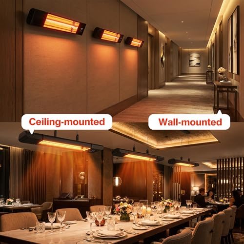 Outdoor Electric Patio Heater, Infrared Electric Patio Heater, Hanging Mounted and Ceiling Mounted Heater for Patio, Garage, Backyard, 1500W, - Image 3