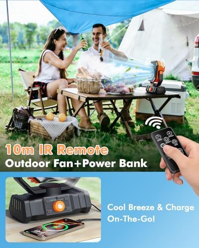 Portable Misting Fan with 20000mAh USB Rechargeable Battery, 250mL Water Tank & LED Lantern – Cooling Fan with Mister for Camping, Home, Tent, Beach, Picnic, Barbecue, Outdoor & Indoor Use - Image 4