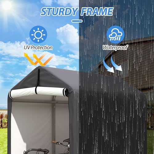 Outdoor Storage Shed 6 x 3Ft Heavy Duty Portable Storage Shelter with Roll-up Zipper Door for Bike, Mower, Garden Storage - Image 7