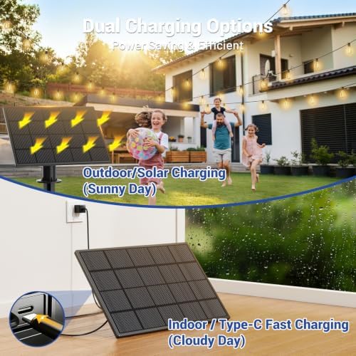 30FT Solar String Lights Outdoor Waterproof, 10+1 LED Solar Powered Lights with Remote Control, 3 Light Modes & Dimmable, USB-C Charging for Patio, Backyard, Garden, Camping - Image 5
