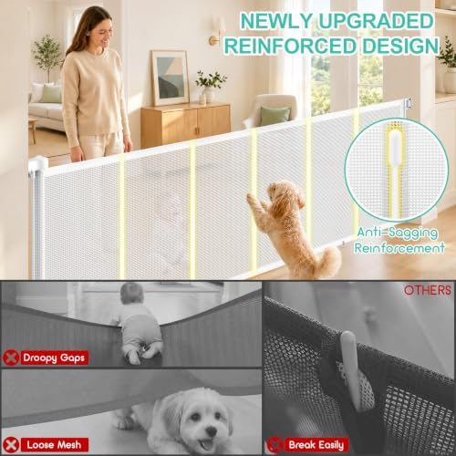 EZIGO 100 Inch Retractable Baby Gates Extra Wide Reinforced Baby Dog Gate - Image 3