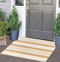 Fall Striped Outdoor Rug 24"x35"Khaki and White Washable Door Mat Outdoor by BUAGETUP