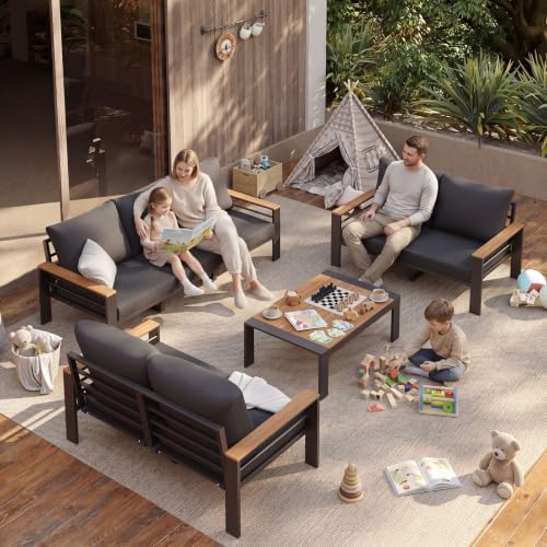 Aoxun Patio Furniture Set, Aluminum Outdoor Furniture with Oversized Seats - Image 2