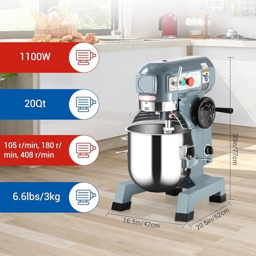 Commercial Food Mixer 15QT, Commercial Mixer with 3 Adjustable Speeds, Dough Mixer Timing Function, Commercial Stand Mixer with Stainless Steel Bowl for Schools Bakeries Pizzerias - Image 6