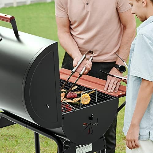 Royal Gourmet CC1830V 30 Barrel Charcoal Grill with Side Front Table - Image 3