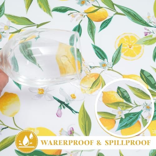 SquarePie 60 inch Round Outdoor Tablecloth with Umbrella Hole - Waterproof Patio Table Cover for Spring Summer Garden Camping Poolside Picnic BBQS, Summer Lemon - Image 3