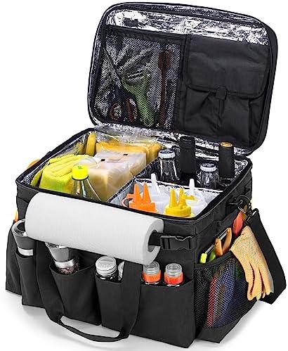 HODRANT Large Grill Caddy with Lid & Paper Towel Holder & Multi Pockets by HODRANT