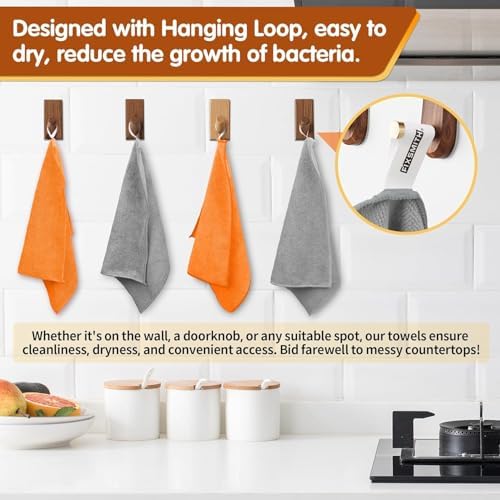 FIXSMITH Microfiber Cleaning Cloth -Pack of 50, Highly Absorbent Cleaning Rags(Grey&Orange), 16"X12" All Purpose Cleaning Towels for Housekeeping, Kitchen, Car, Reusable Microfiber Towels - Image 4