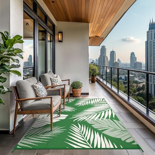 GENIMO Outdoor Rug, Waterproof Plastic Rugs for Patio, 6'x9' Dark Green - Image 4
