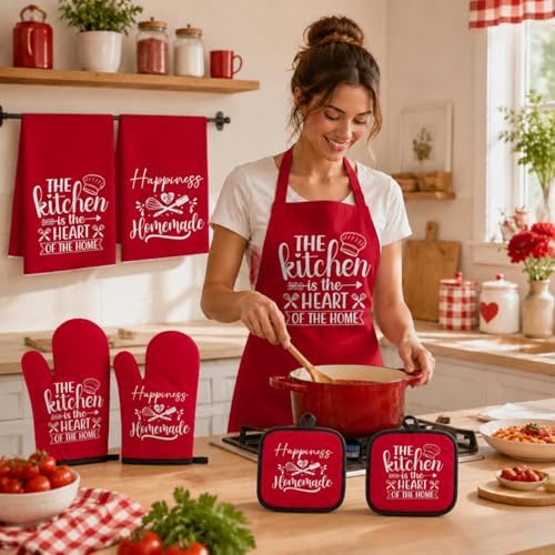Sratte 6 Pcs Kitchen Decor Accessories Set, Kitchen, Red - Image 4
