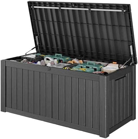 Outdoor Storage Waterproof Deck Box for Patio (150 Gallon, Black) by Unknown