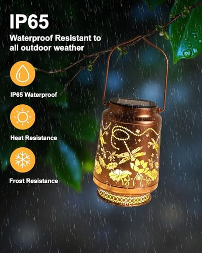 Dragonfly Gifts for Women Solar Lantern Dragonfly Decor Birthday Gifts for Women Mom Grandma Sister Friend Mothers Day Gifts Garden Decor Metal Solar Lights Outside Decor for Backyard Patio Deck Porch - Image 6