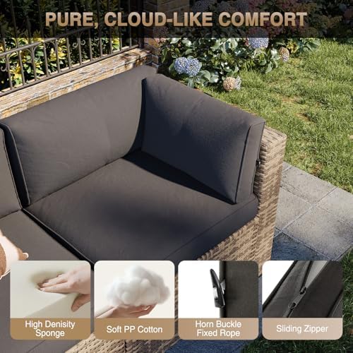 Aoxun Patio Furniture Sets, 12-Piece Outdoor Patio Furniture with 44'' Propane Gas Firepit Table, Wicker Outdoor Conversation Set Sectional Sofa for Backyard, Poolside, Garden - Image 4