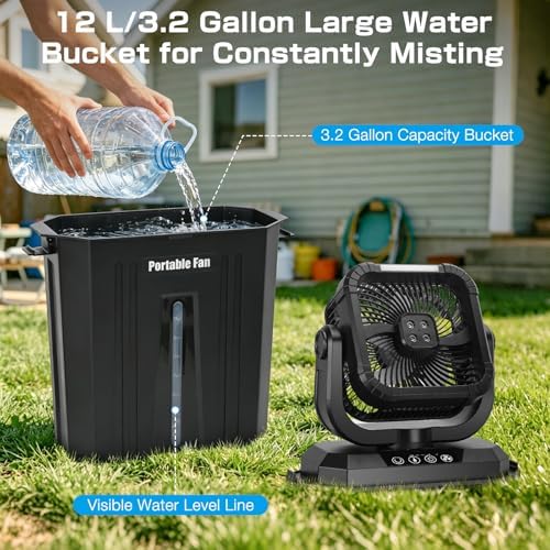 blessny Portable Oscillating Misting Fan with 12L Water Bucket - Image 3