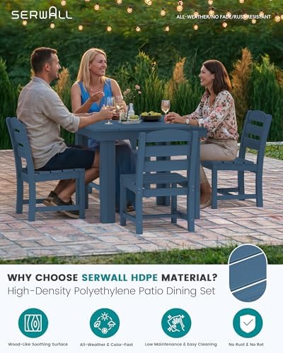 SERWALL HDPE Outdoor Square Dining Set for 4 - Image 4