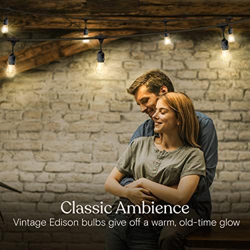 Brightech Ambience Pro LED String Lights - 24 Ft Commercial Grade Patio Lighting Outdoor Waterproof - 7 Heavy Duty Porch Lights for Outside, Christmas, Backyard - 1W Vintage Edison Bulbs, Dimmable - Image 5
