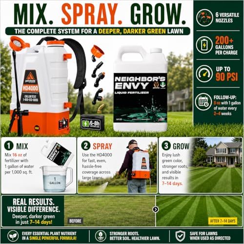 PetraMax Neighbors Envy Grass Fertilizer for Lawn w/ 4 Gal Battery Sprayer - Image 6