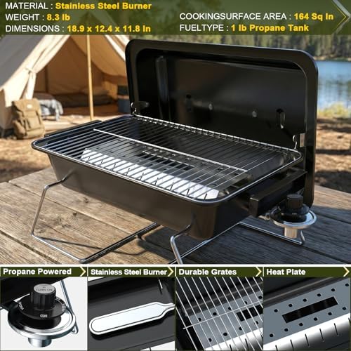 BESTFIRE Portable Propane Gas Grill with New 2-in-1 Valve - Compatible with Large Tank & Small Cylinder, Gas Grill with Foldable Legs & Adjustable Regulator,Heavy Duty, Perfect for Outdoor Camping - Image 3
