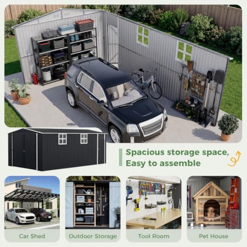 AirWire 12x20 FT Metal Storage Shed, Black - Image 4