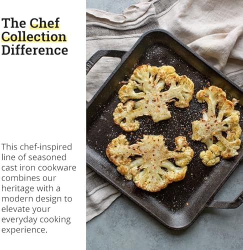 Lodge Chef Collection 11 Inch Pre-Seasoned Cast Iron Square Griddle - Image 6