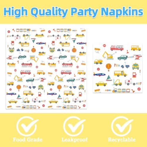 40pcs Engineering Vehicle Birthday Party Supplies Truck Birthday Plates Napkins for Kid Boys 2th Birthday Transportation Party Decoration Supplies,Suitable for 20 Guests - Image 4